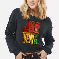 Abstract Juneteenth African Pattern Cropped Pullover Crew