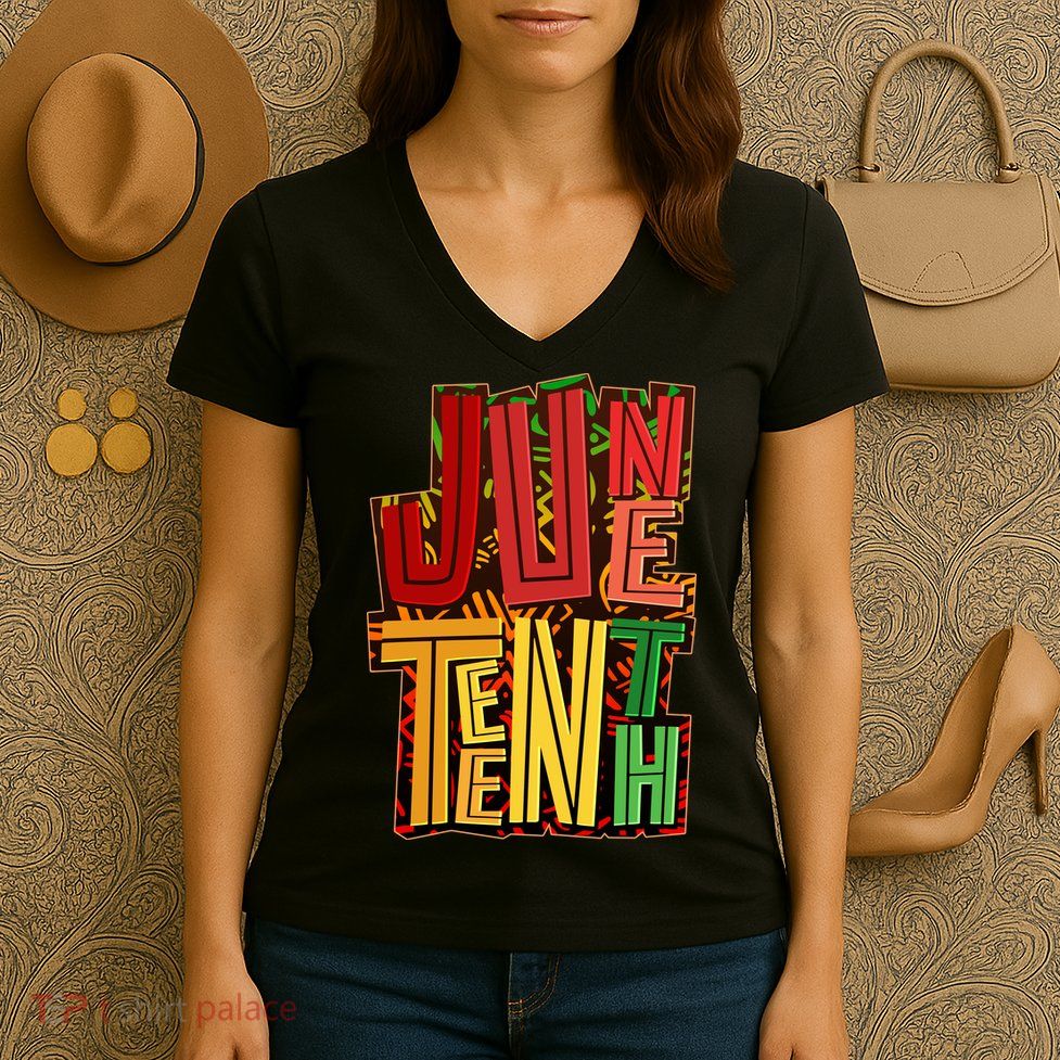 Abstract Juneteenth African Pattern Women's V-Neck T-Shirt
