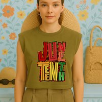 Abstract Juneteenth African Pattern Garment-Dyed Women's Muscle Tee
