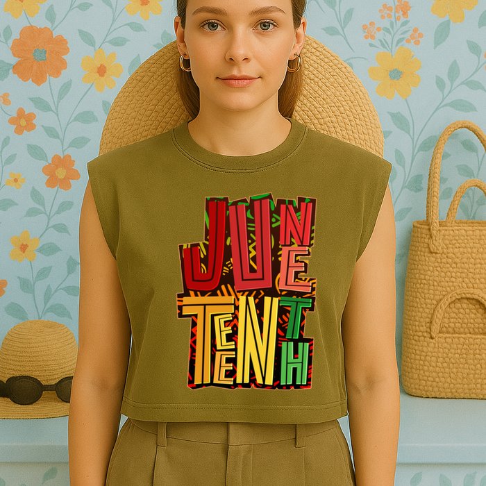 Abstract Juneteenth African Pattern Garment-Dyed Women's Muscle Tee