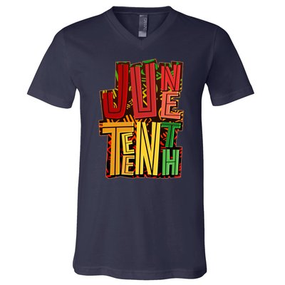 Abstract Juneteenth African Pattern V-Neck T-Shirt