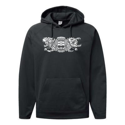 Aztec Jaguar Aztec Crocodile Mayan Performance Fleece Hoodie