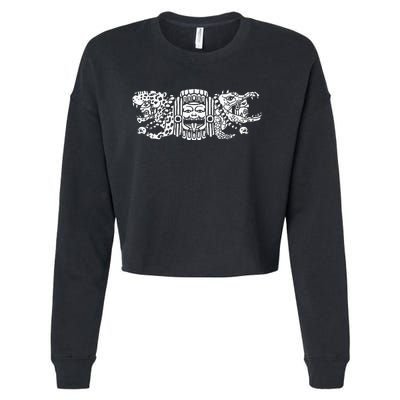 Aztec Jaguar Aztec Crocodile Mayan Cropped Pullover Crew