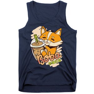 Anime Japanese Aesthetic Kawaii Corgi Dog Bubble Tea Boba Tank Top