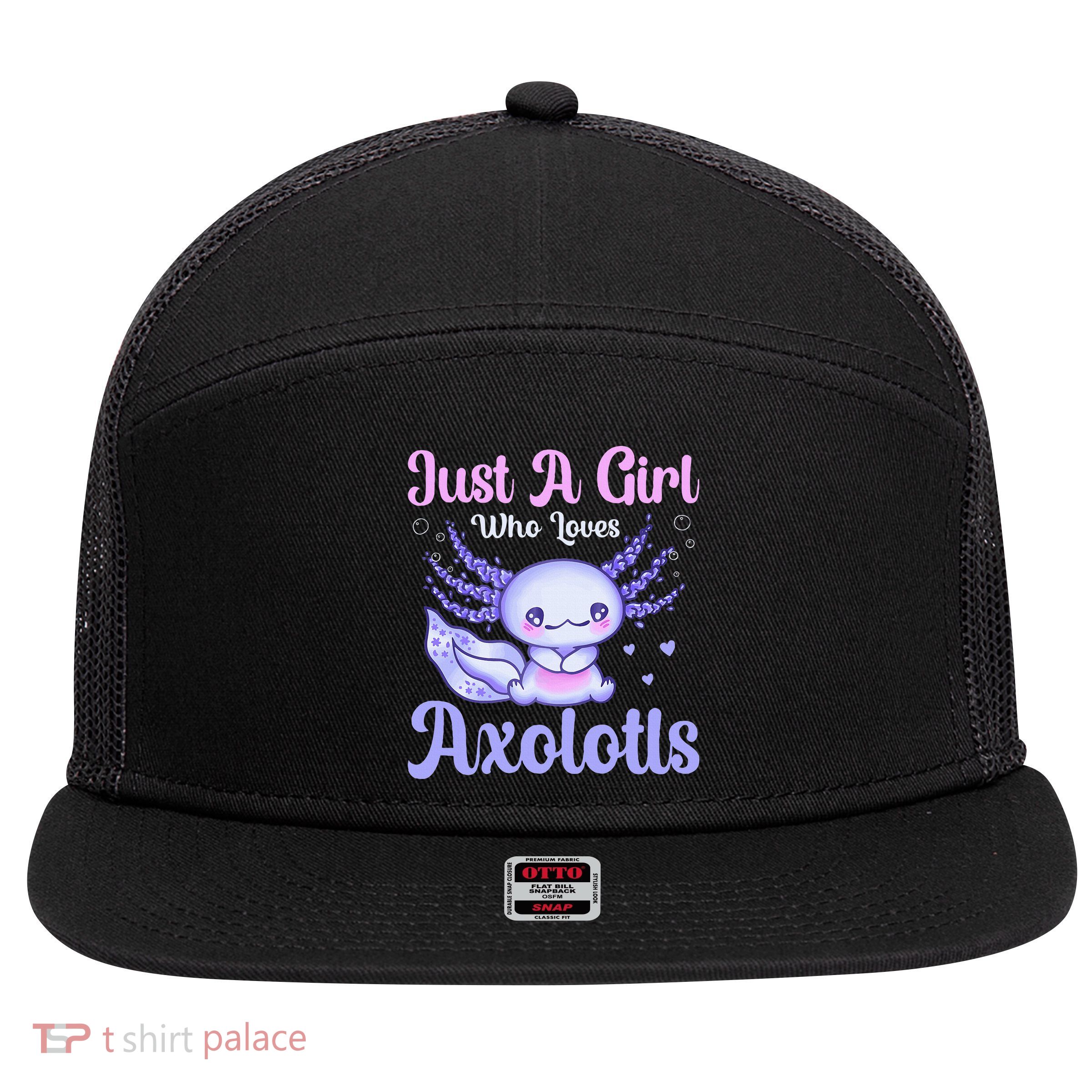 Axolotl Just a Girl Who Loves Axolotls 7 Panel Mesh Trucker Snapback Hat