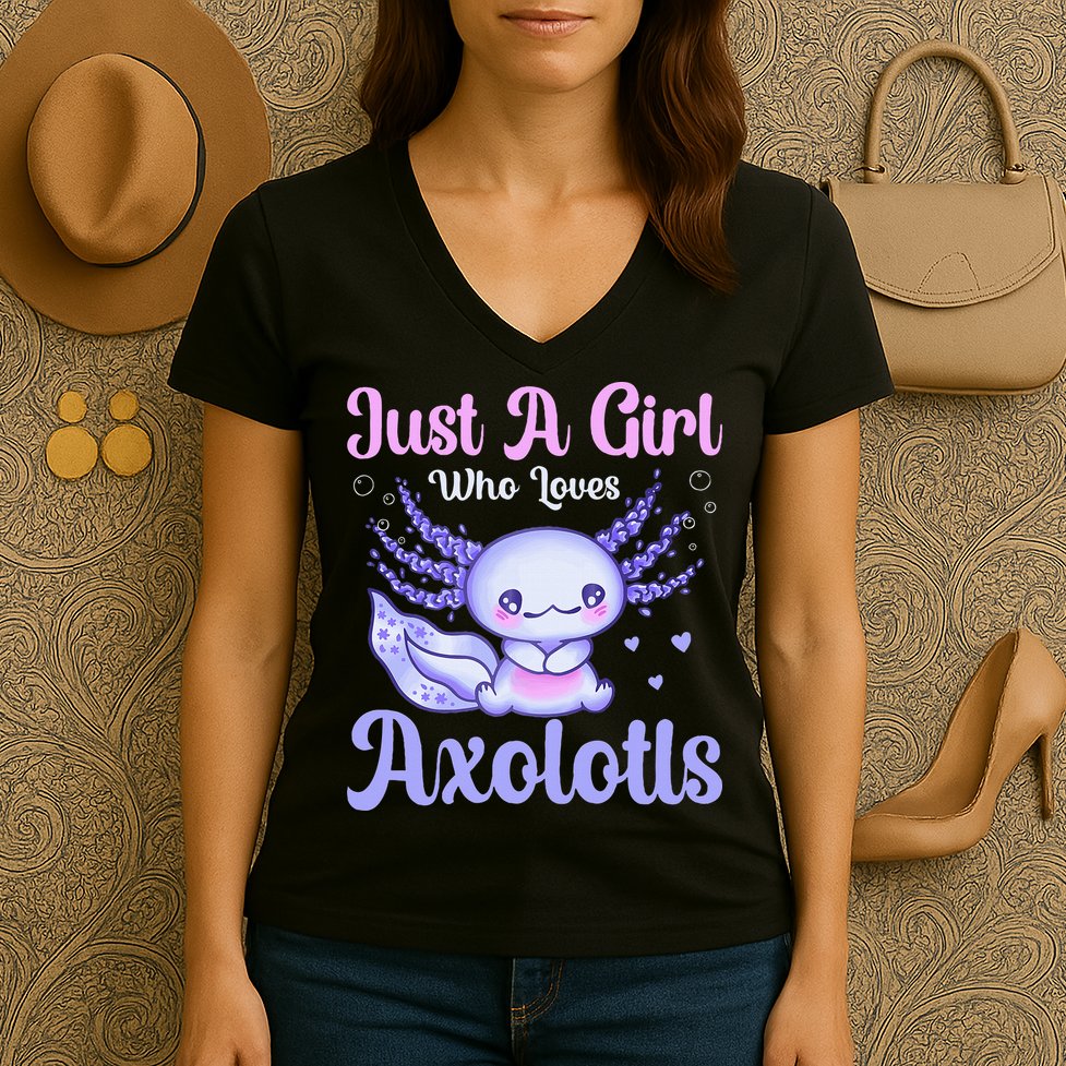 Axolotl Just a Girl Who Loves Axolotls Women's V-Neck T-Shirt