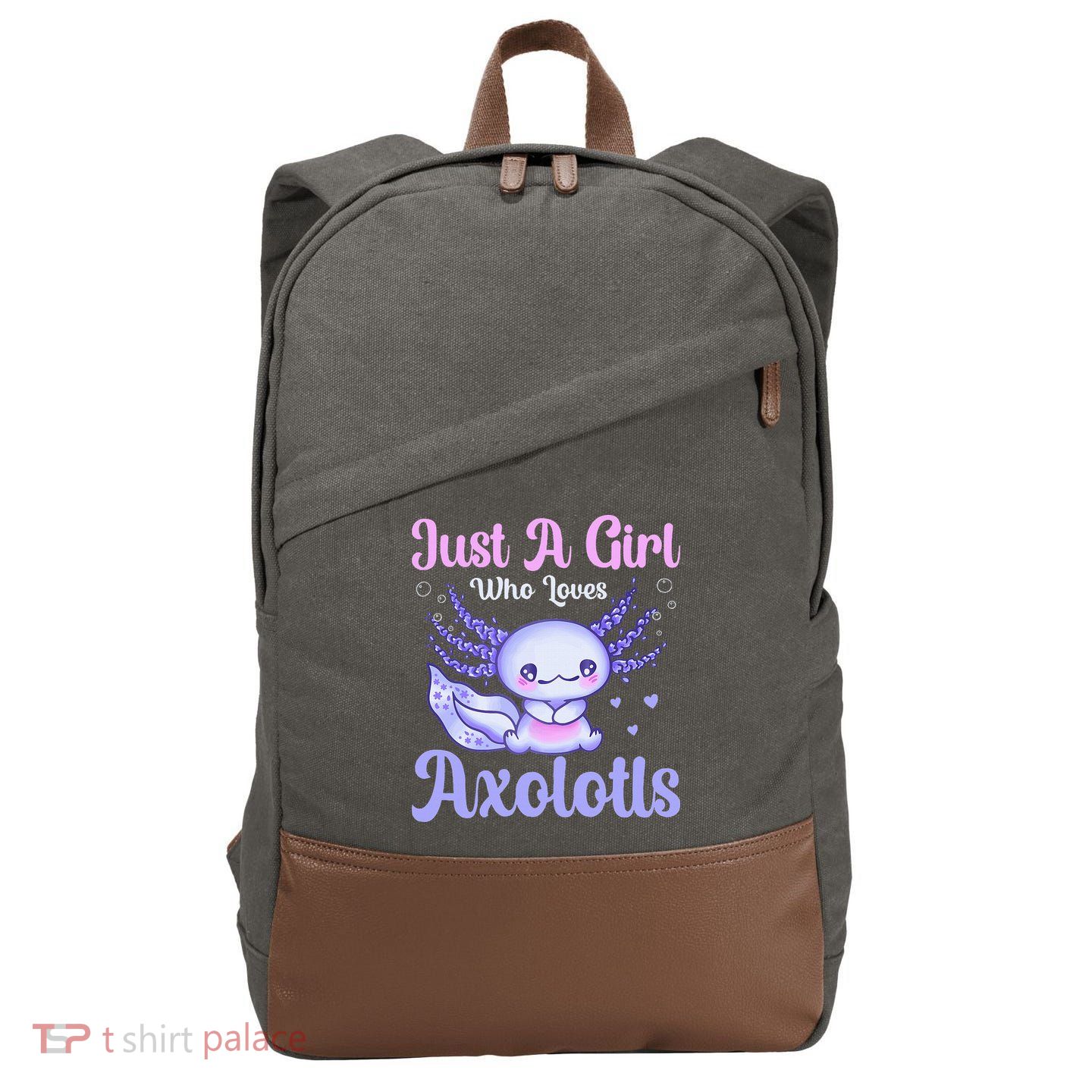 Axolotl Just a Girl Who Loves Axolotls Cotton Canvas Backpack