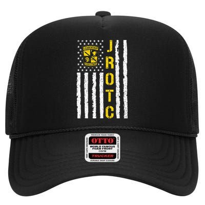 Army JROTC American Flag Junior ROTC Leadership Excellence High Crown Mesh Back Trucker Hat