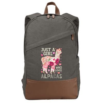 Alpaca Just A Who Loves Alpacas Flower  Floral Cotton Canvas Backpack