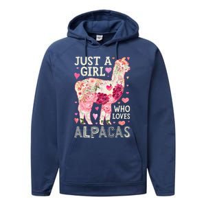 Alpaca Just A Who Loves Alpacas Flower  Floral Performance Fleece Hoodie