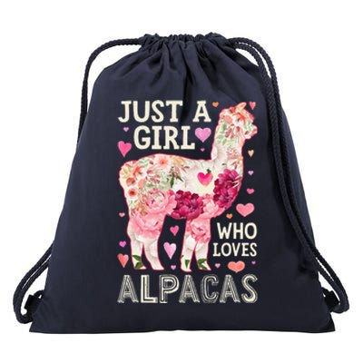 Alpaca Just A Who Loves Alpacas Flower  Floral Drawstring Bag