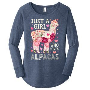 Alpaca Just A Who Loves Alpacas Flower  Floral Women's Perfect Tri Tunic Long Sleeve Shirt