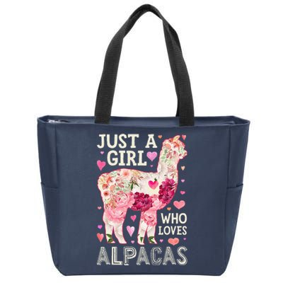 Alpaca Just A Who Loves Alpacas Flower  Floral Zip Tote Bag