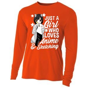 Anime Just A Who Loves Anime And Sketching Drawing Funny Gift Cooling Performance Long Sleeve Crew