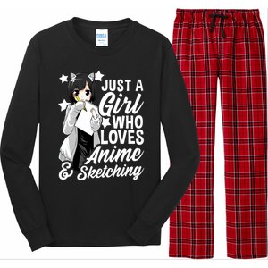 Anime Just A Who Loves Anime And Sketching Drawing Funny Gift Long Sleeve Pajama Set