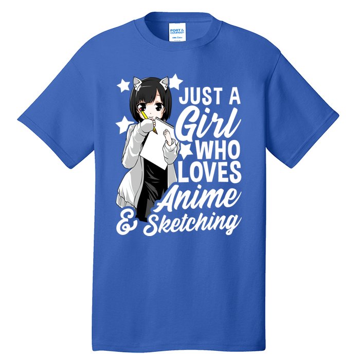 Anime Just A Who Loves Anime And Sketching Drawing Funny Gift Tall T-Shirt