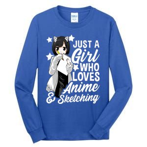 Anime Just A Who Loves Anime And Sketching Drawing Funny Gift Tall Long Sleeve T-Shirt