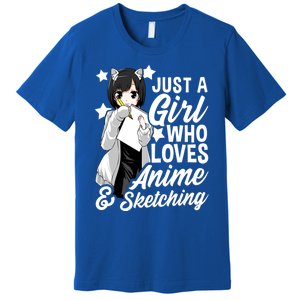 Anime Just A Who Loves Anime And Sketching Drawing Funny Gift Premium T-Shirt