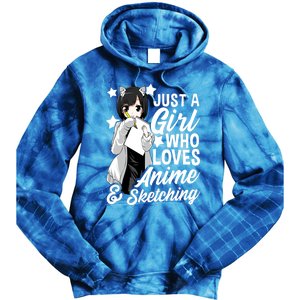 Anime Just A Who Loves Anime And Sketching Drawing Funny Gift Tie Dye Hoodie