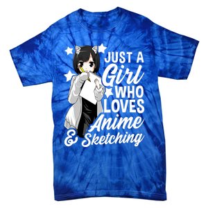 Anime Just A Who Loves Anime And Sketching Drawing Funny Gift Tie-Dye T-Shirt