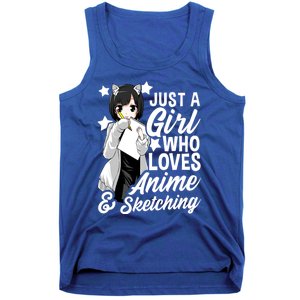 Anime Just A Who Loves Anime And Sketching Drawing Funny Gift Tank Top