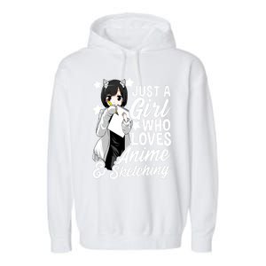 Anime Just A Who Loves Anime And Sketching Drawing Funny Gift Garment-Dyed Fleece Hoodie