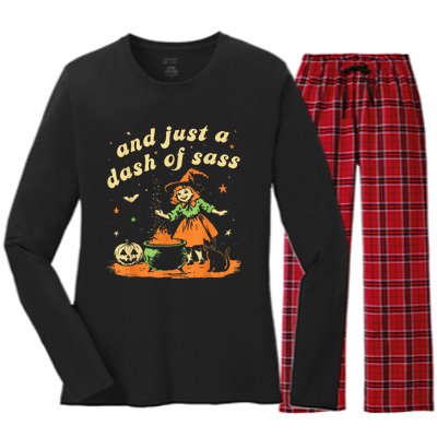 And Just A Dash Of Sass Baby Halloween Witch Happy Halloween Women's Long Sleeve Flannel Pajama Set 