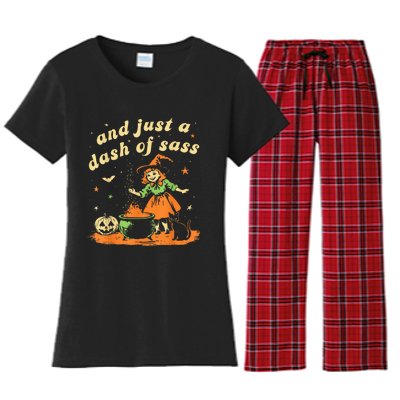 And Just A Dash Of Sass Baby Halloween Witch Happy Halloween Women's Flannel Pajama Set