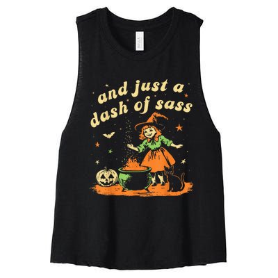 And Just A Dash Of Sass Baby Halloween Witch Happy Halloween Women's Racerback Cropped Tank