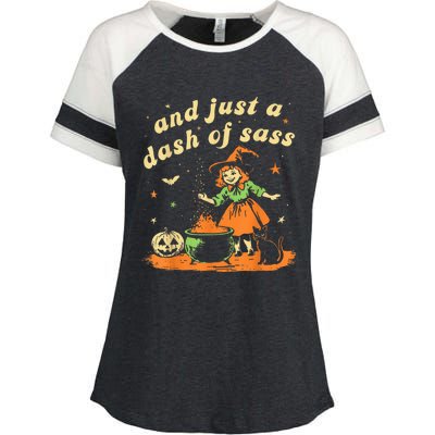 And Just A Dash Of Sass Baby Halloween Witch Happy Halloween Enza Ladies Jersey Colorblock Tee