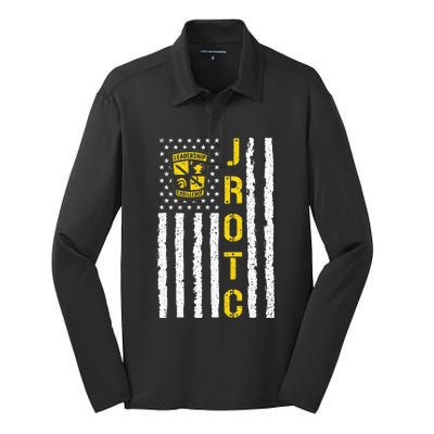 Army JROTC American Flag Junior ROTC Leadership Excellence Silk Touch Performance Long Sleeve Polo