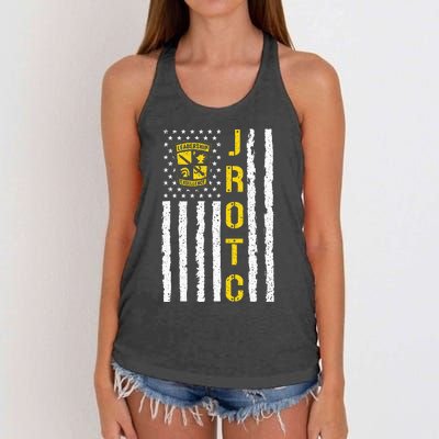 Army JROTC American Flag Junior ROTC Leadership Excellence Women's Knotted Racerback Tank