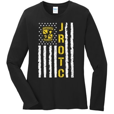 Army JROTC American Flag Junior ROTC Leadership Excellence Ladies Long Sleeve Shirt