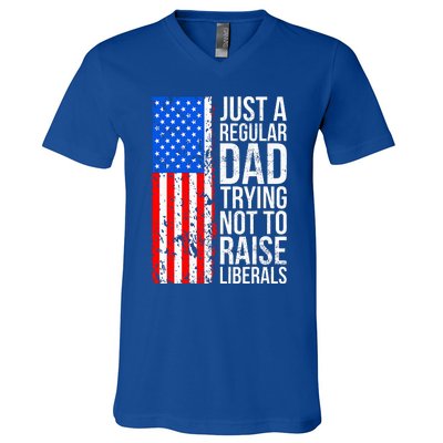 Antiliberal Just A Regular Dad Trying Not To Raise Liberals V-Neck T-Shirt