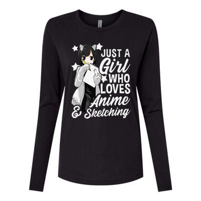 Anime  Just A  Who Loves Anime and Sketching Drawing  Womens Cotton Relaxed Long Sleeve T-Shirt