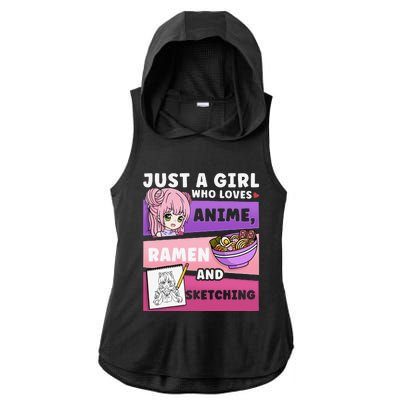 Anime Just a Who Loves Anime Ra and Sketching Ladies PosiCharge Tri-Blend Wicking Draft Hoodie Tank