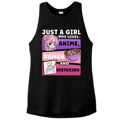 Anime Just a Who Loves Anime Ra and Sketching Ladies PosiCharge Tri-Blend Wicking Tank