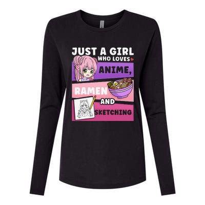 Anime Just a Who Loves Anime Ra and Sketching Womens Cotton Relaxed Long Sleeve T-Shirt