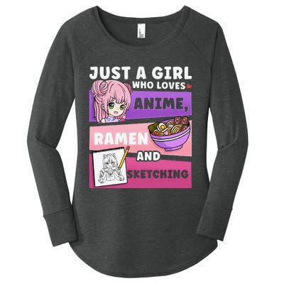 Anime Just a Who Loves Anime Ra and Sketching Women's Perfect Tri Tunic Long Sleeve Shirt