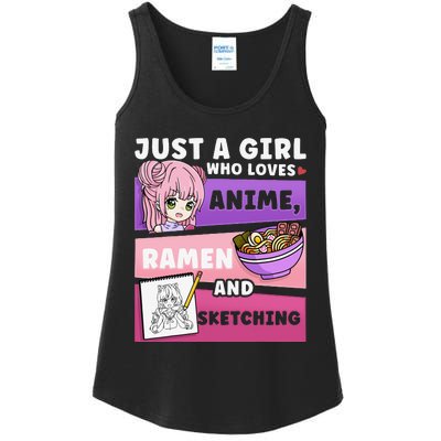 Anime Just a Who Loves Anime Ra and Sketching Ladies Essential Tank