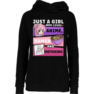 Anime Just a Who Loves Anime Ra and Sketching Womens Funnel Neck Pullover Hood