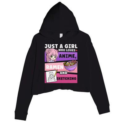 Anime Just a Who Loves Anime Ra and Sketching Crop Fleece Hoodie