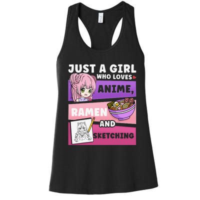 Anime Just a Who Loves Anime Ra and Sketching Women's Racerback Tank