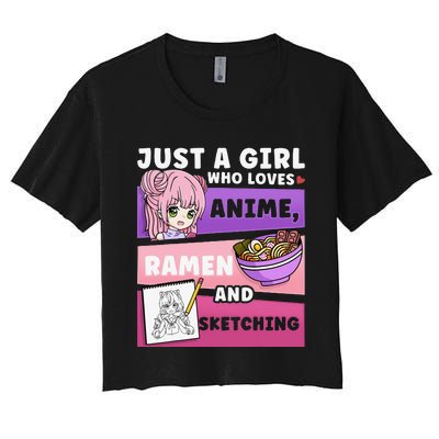 Anime Just a Who Loves Anime Ra and Sketching Women's Crop Top Tee