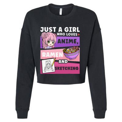 Anime Just a Who Loves Anime Ra and Sketching Cropped Pullover Crew