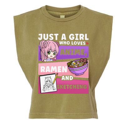 Anime Just a Who Loves Anime Ra and Sketching Garment-Dyed Women's Muscle Tee