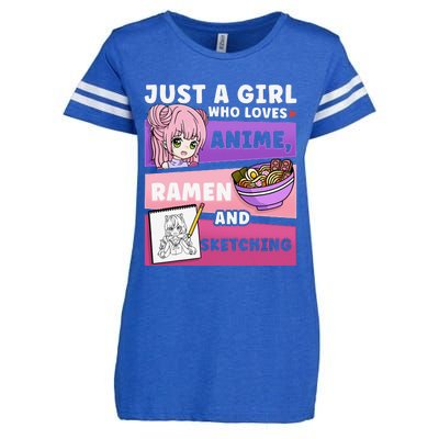 Anime Just a Who Loves Anime Ra and Sketching Enza Ladies Jersey Football T-Shirt