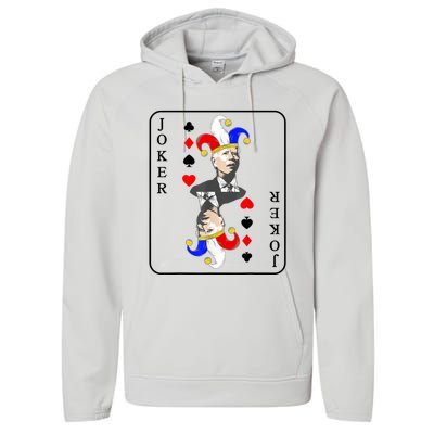 Anti Joe Biden Funny Biden Joker Playing Card Performance Fleece Hoodie