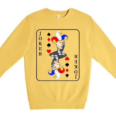 Anti Joe Biden Funny Biden Joker Playing Card Premium Crewneck Sweatshirt