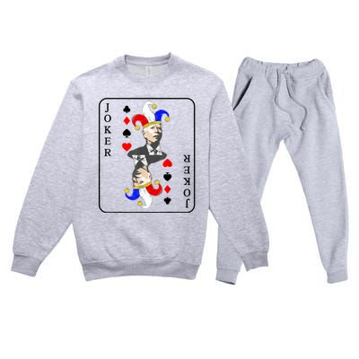 Anti Joe Biden Funny Biden Joker Playing Card Premium Crewneck Sweatsuit Set